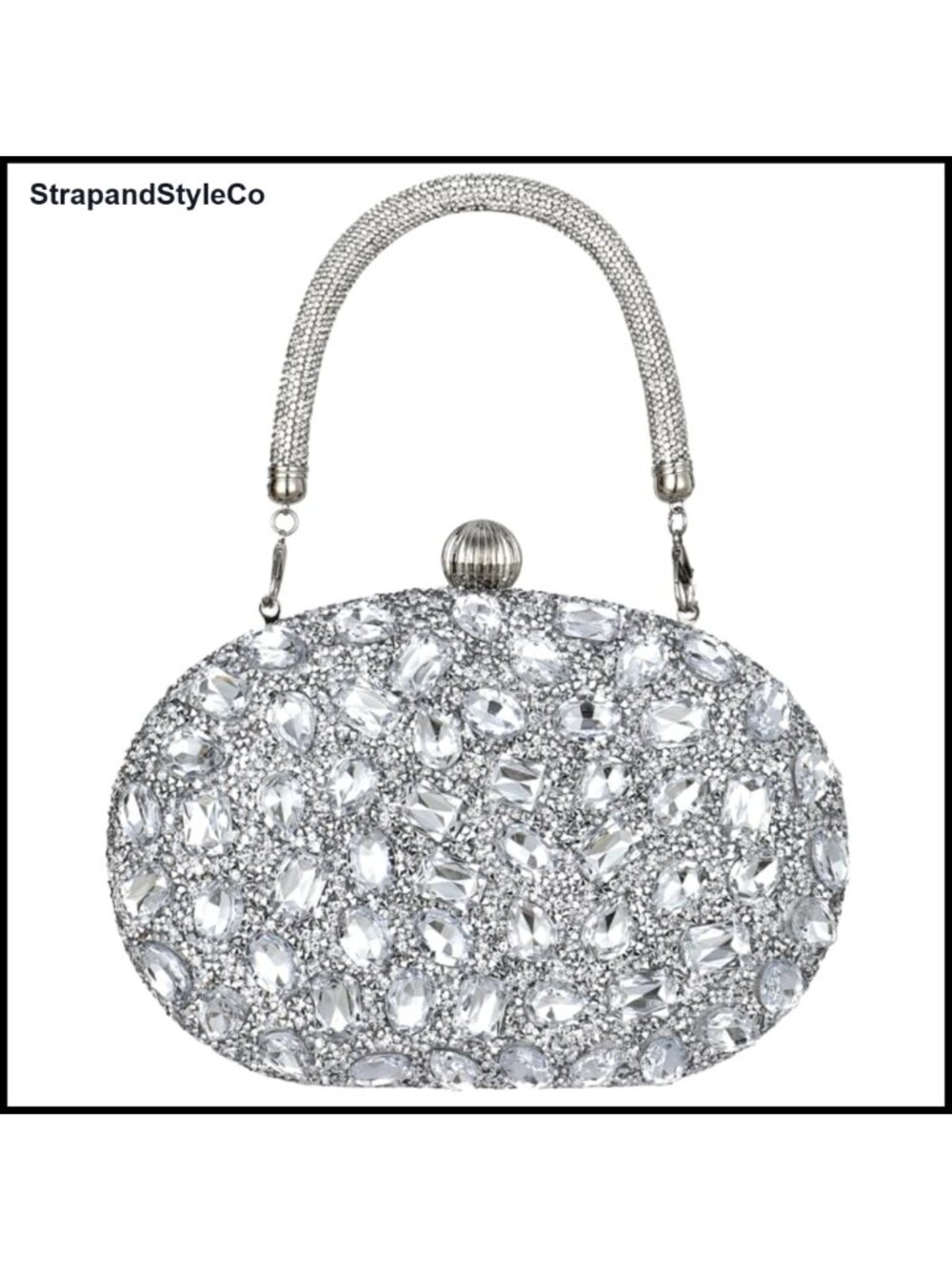 Rhinestone Evening Clutch Crossbody Purse with Chain Strap